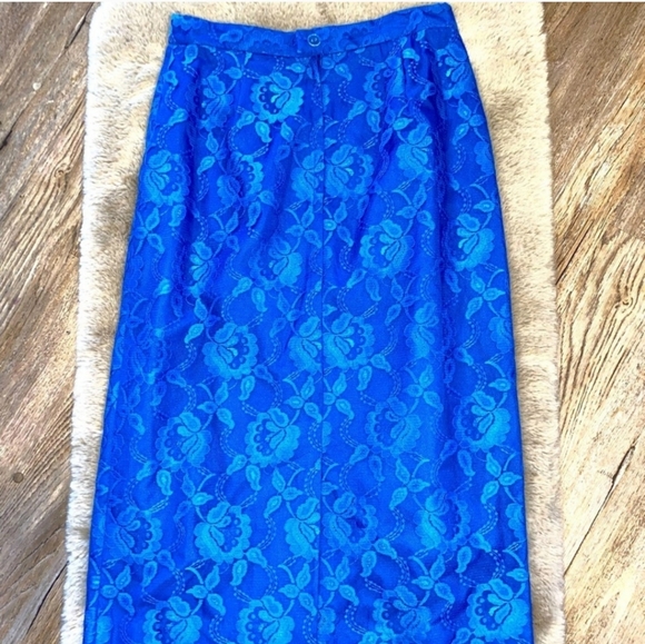 Vintage Nu-Mode Royal Blue Lace High-Waisted  Pencil Skirt Ladies Sm Waist 27” - Picture 4 of 4